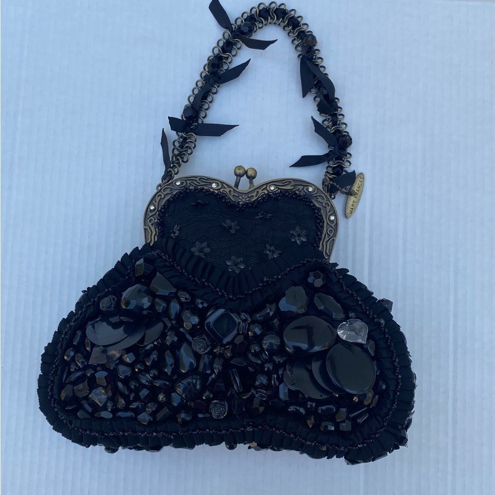 VTMary Frances Black Beaded Evening Clutch with Vintage  Metal Frame🖤⭐️🖤⭐️🖤